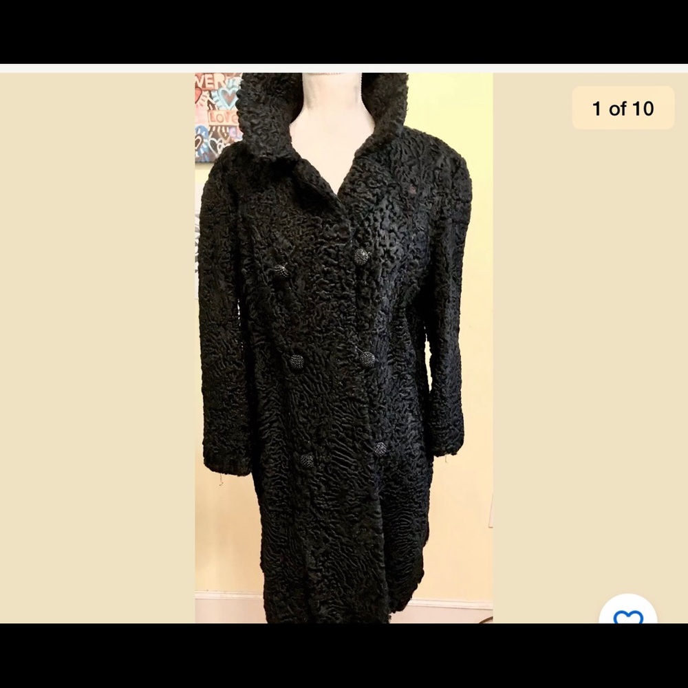 Vintage 1960's Black Persian Lamb Fur Coat